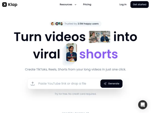 Klap | Turn videos into viral TikToks, Reels & Shorts