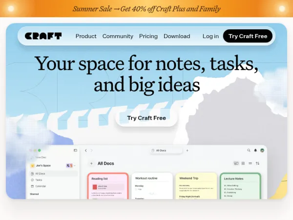 Craft — Productivity App for Notes, Tasks, and Docs